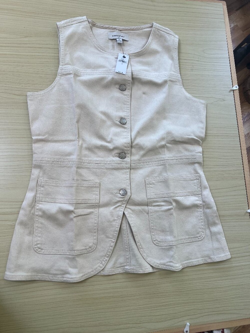 NWT Long Denim Vest Banana Republic Écru - Size 8